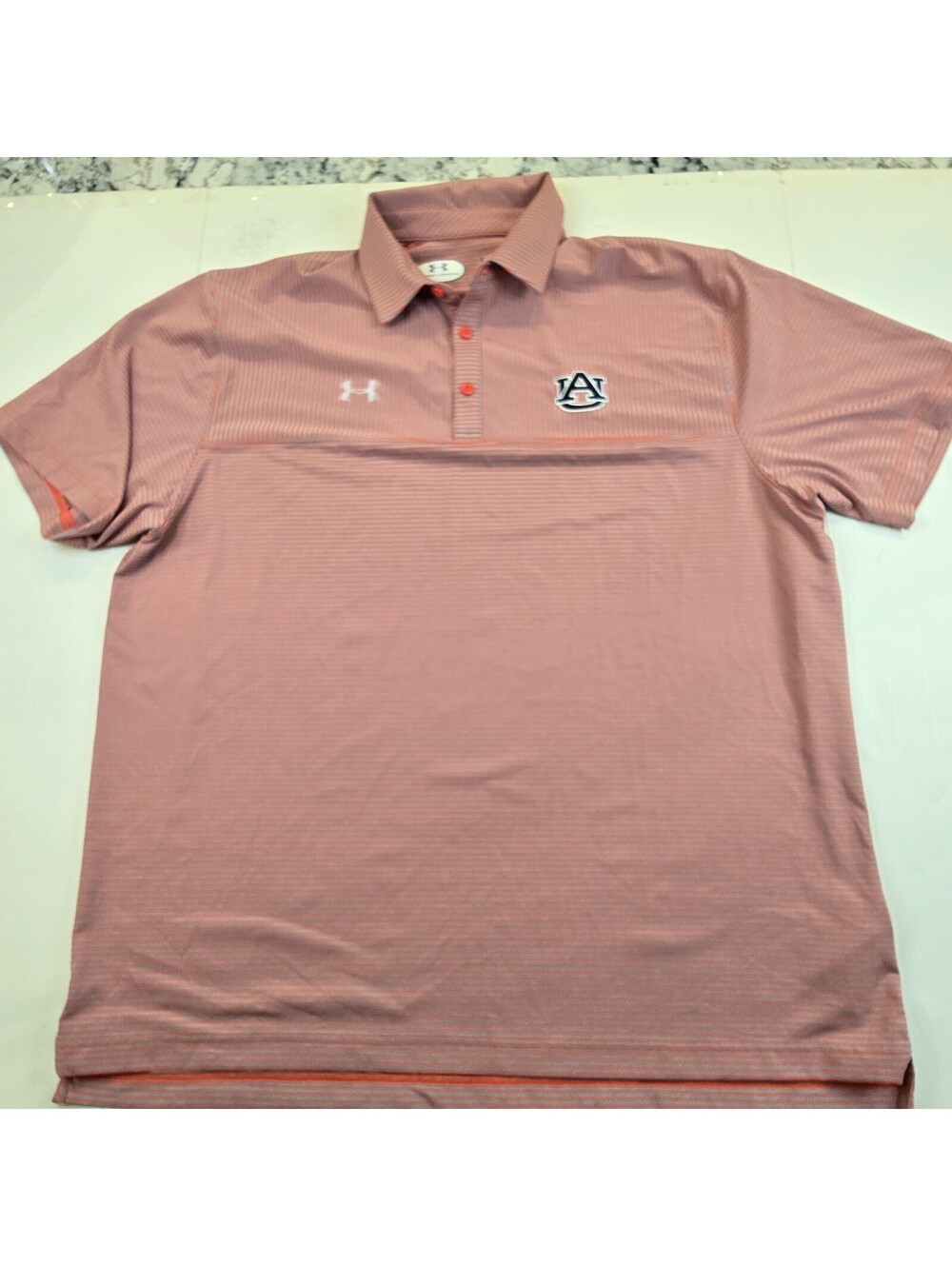 Auburn Tigers Polo Shirt Mens 2XL Orange Gray Under Armour NCAA Football Golf